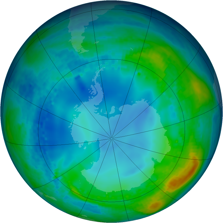 Antarctic ozone map for 23 May 2002